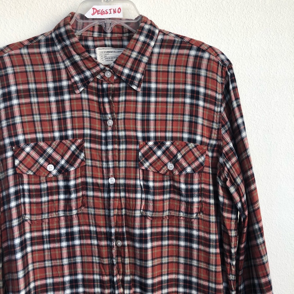 Current Elliott Button Down Plaided Ls Shirt - image 1